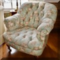 F02. Tufted upholstered chair. 37&rdquo;h x 37&rdquo;w  